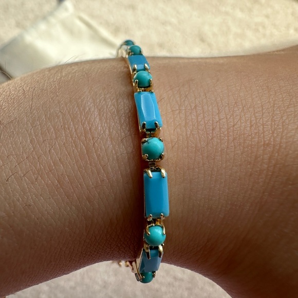 Anthropologie gold and turquoise bracelet - Picture 2 of 4